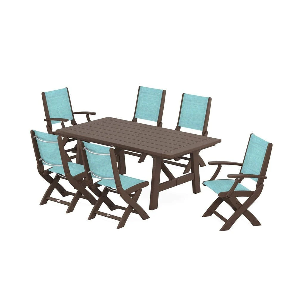POLYWOOD® - Coastal Folding Chair 7-Piece Rustic Farmhouse Dining Set - PWS1078 - Image 34
