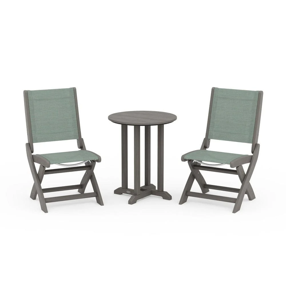 POLYWOOD® - Coastal Folding Side Chair 3-Piece Round Bistro Dining Set - PWS1296 - Image 101