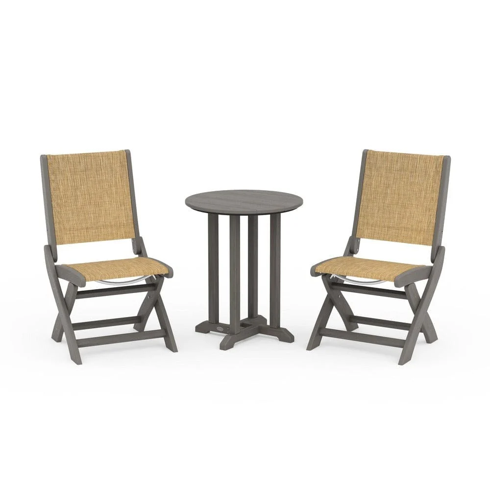 POLYWOOD® - Coastal Folding Side Chair 3-Piece Round Bistro Dining Set - PWS1296 - Image 103
