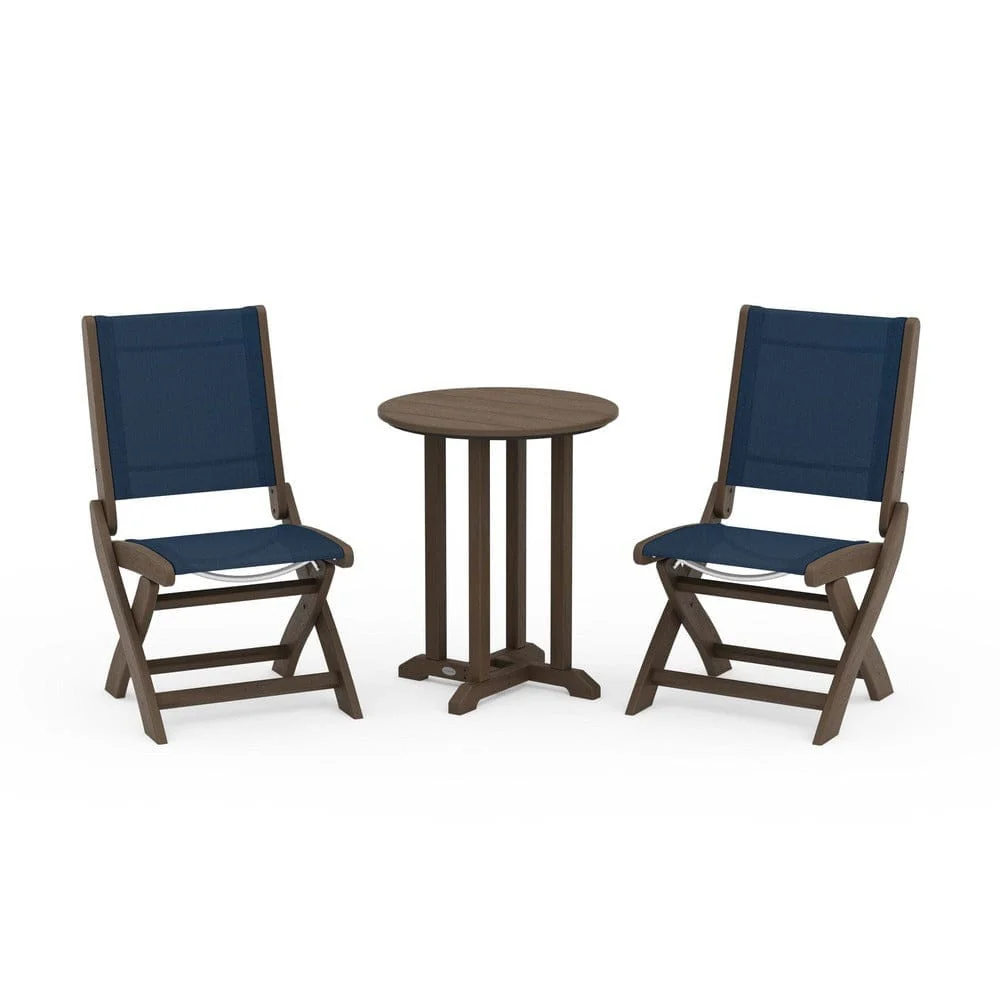 POLYWOOD® - Coastal Folding Side Chair 3-Piece Round Bistro Dining Set - PWS1296 - Image 111