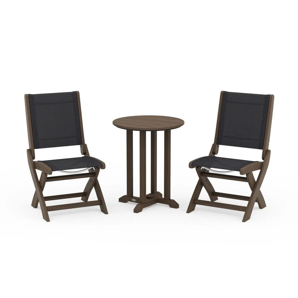 POLYWOOD® - Coastal Folding Side Chair 3-Piece Round Bistro Dining Set - PWS1296 - Image 118
