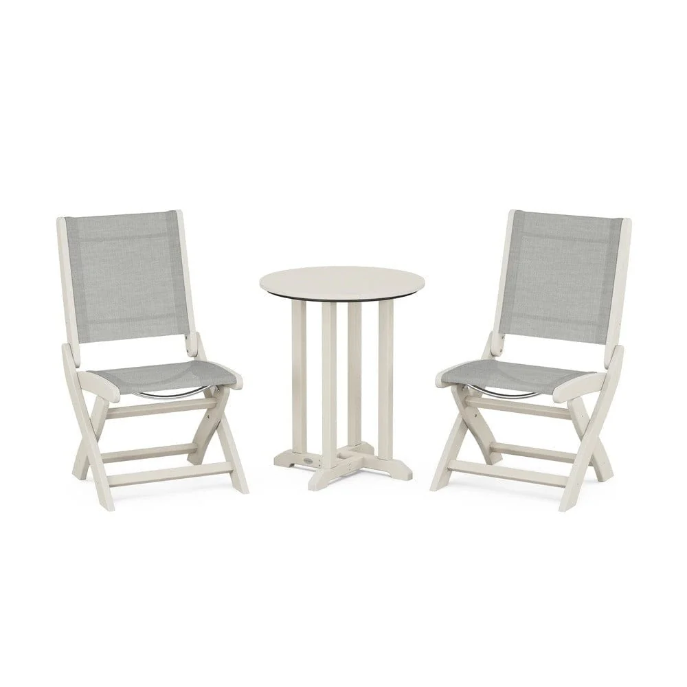 POLYWOOD® - Coastal Folding Side Chair 3-Piece Round Bistro Dining Set - PWS1296 - Image 12