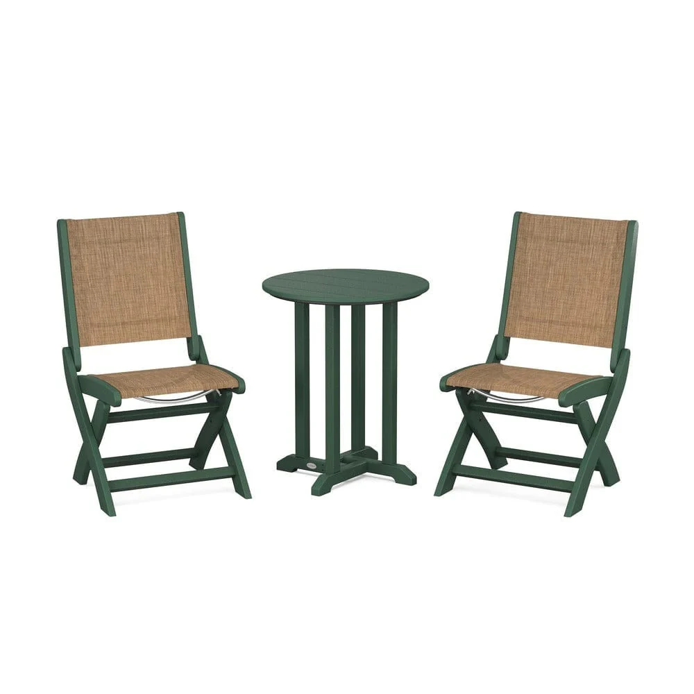 POLYWOOD® - Coastal Folding Side Chair 3-Piece Round Bistro Dining Set - PWS1296 - Image 22