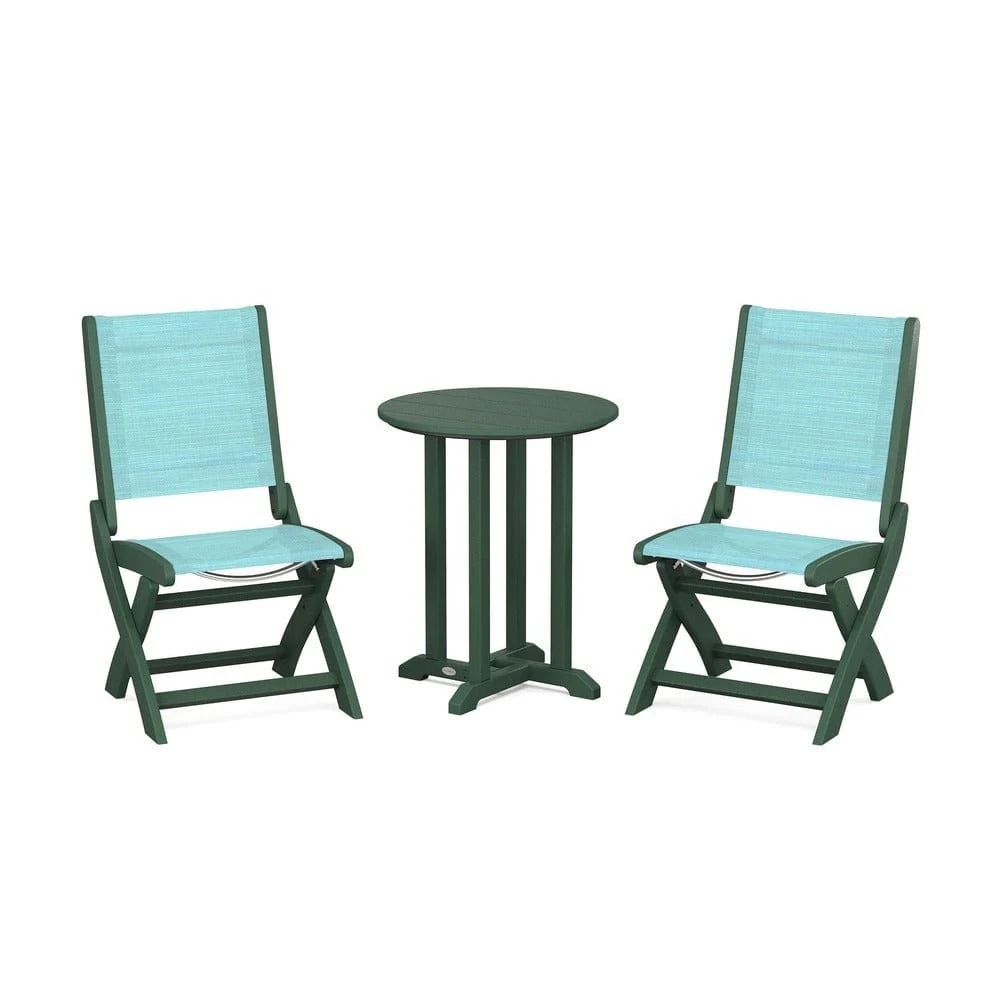 POLYWOOD® - Coastal Folding Side Chair 3-Piece Round Bistro Dining Set - PWS1296 - Image 26