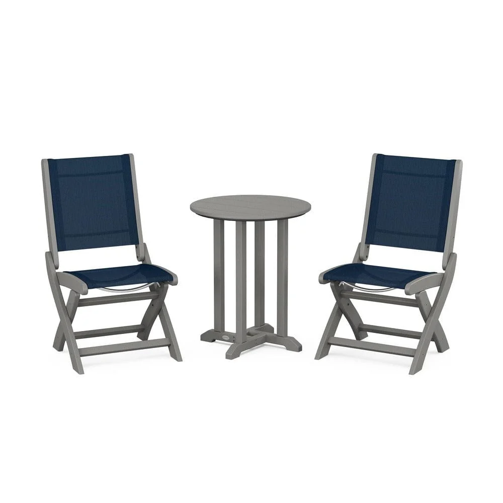 POLYWOOD® - Coastal Folding Side Chair 3-Piece Round Bistro Dining Set - PWS1296 - Image 32