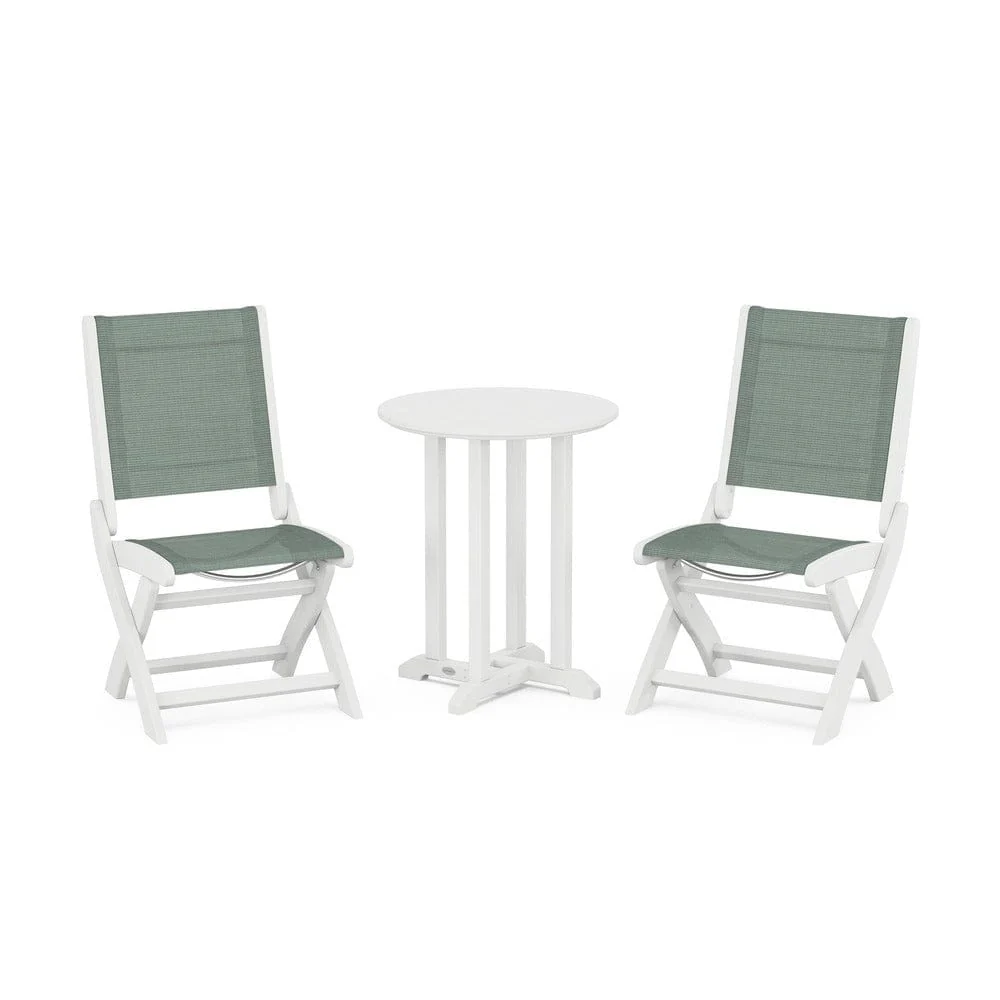 POLYWOOD® - Coastal Folding Side Chair 3-Piece Round Bistro Dining Set - PWS1296 - Image 33