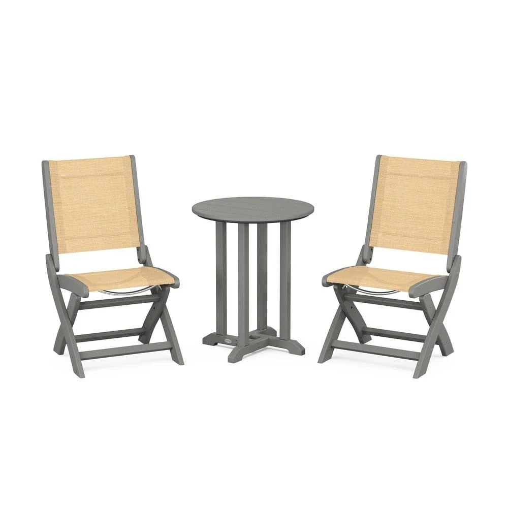 POLYWOOD® - Coastal Folding Side Chair 3-Piece Round Bistro Dining Set - PWS1296 - Image 36