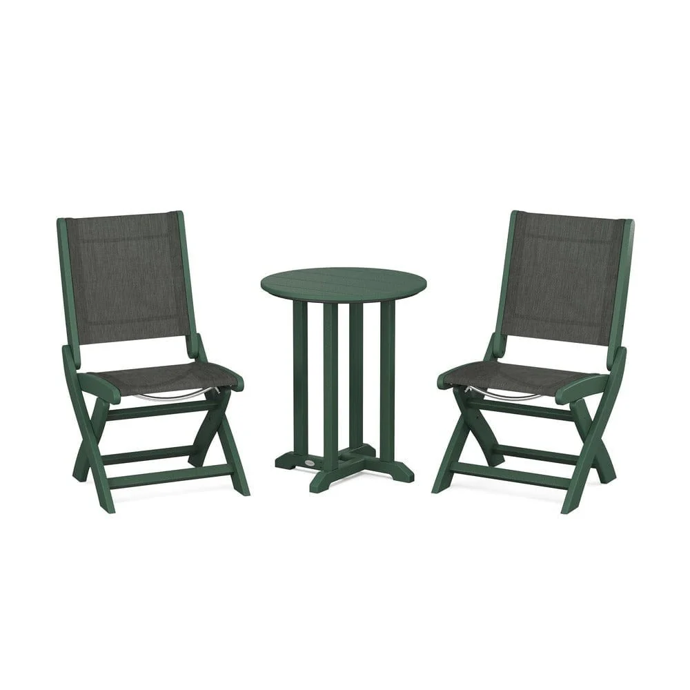 POLYWOOD® - Coastal Folding Side Chair 3-Piece Round Bistro Dining Set - PWS1296 - Image 41