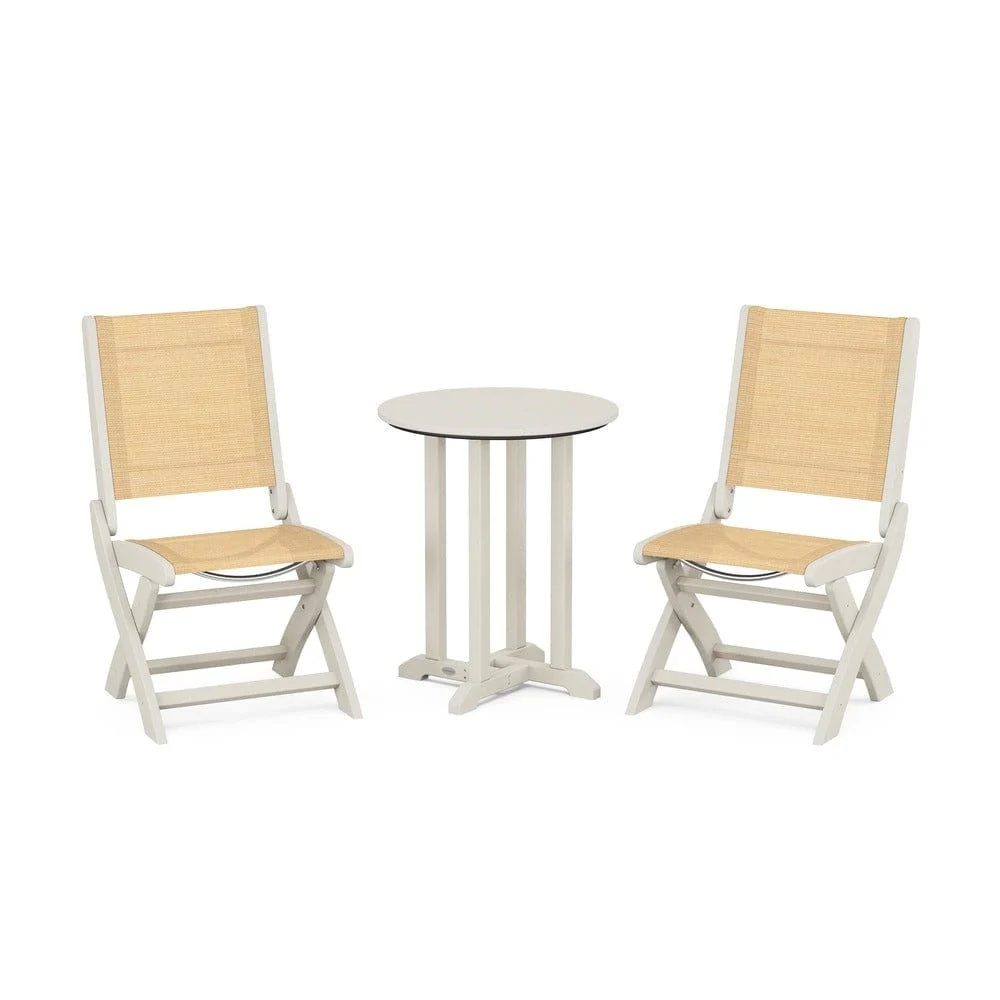 POLYWOOD® - Coastal Folding Side Chair 3-Piece Round Bistro Dining Set - PWS1296 - Image 48