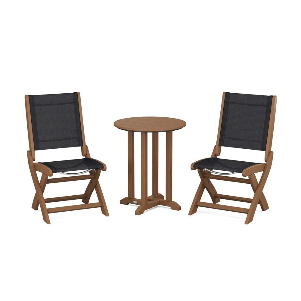 POLYWOOD® - Coastal Folding Side Chair 3-Piece Round Bistro Dining Set - PWS1296 - Image 5