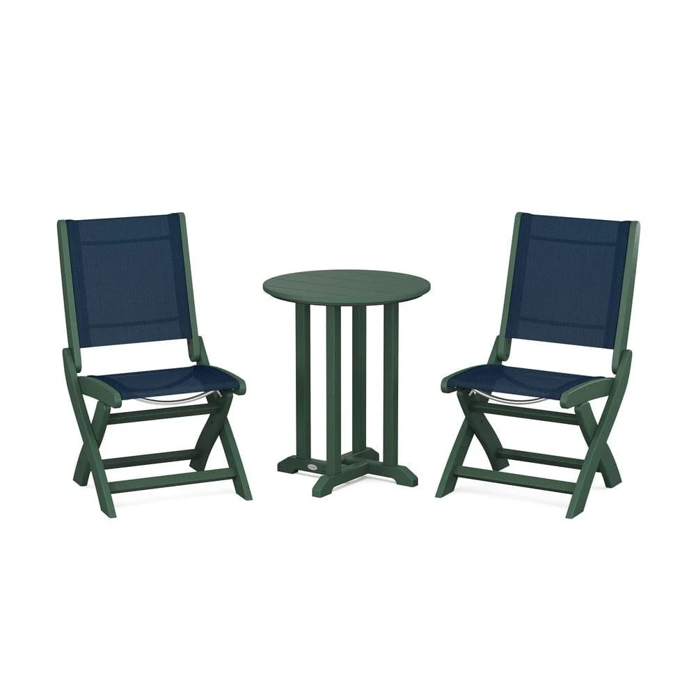 POLYWOOD® - Coastal Folding Side Chair 3-Piece Round Bistro Dining Set - PWS1296 - Image 56