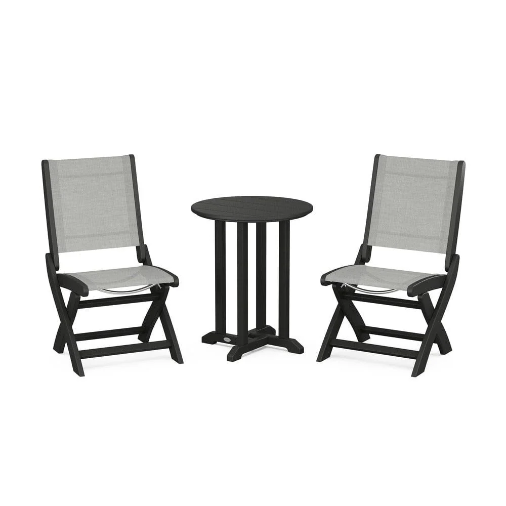 POLYWOOD® - Coastal Folding Side Chair 3-Piece Round Bistro Dining Set - PWS1296 - Image 57