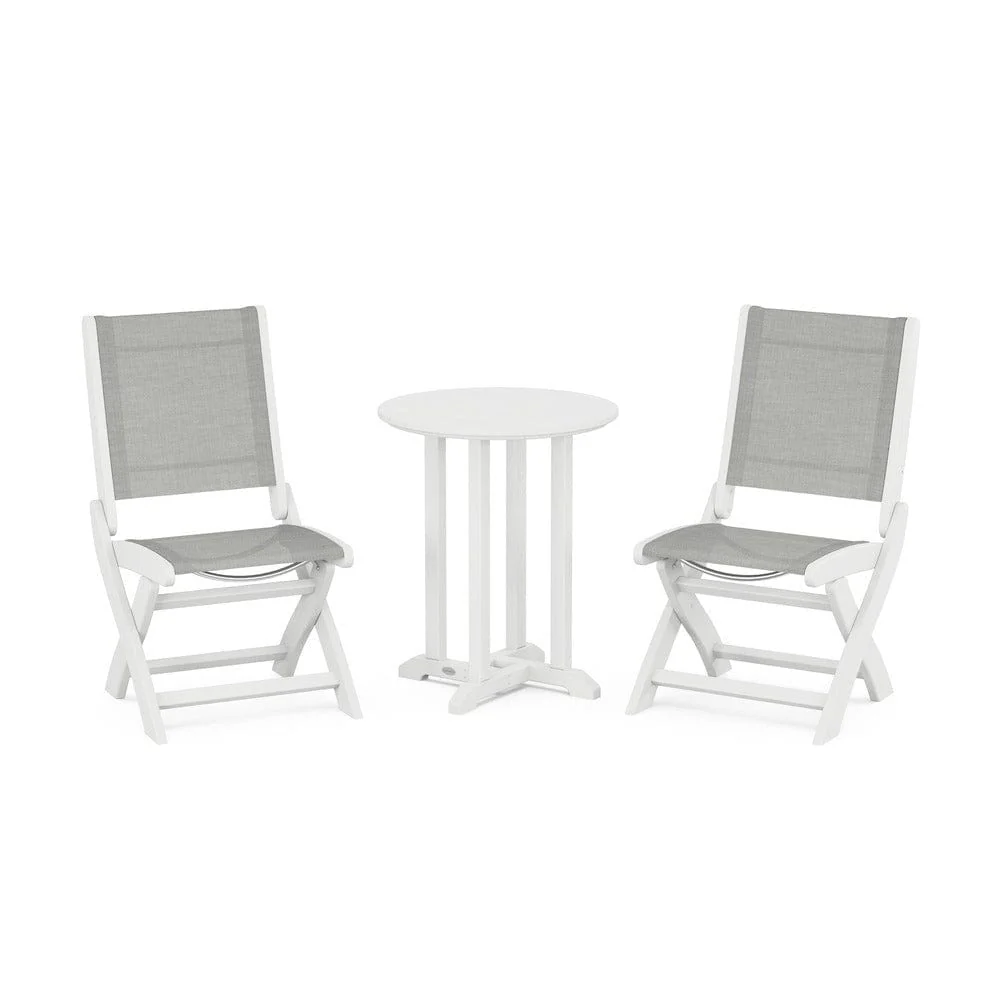 POLYWOOD® - Coastal Folding Side Chair 3-Piece Round Bistro Dining Set - PWS1296 - Image 58
