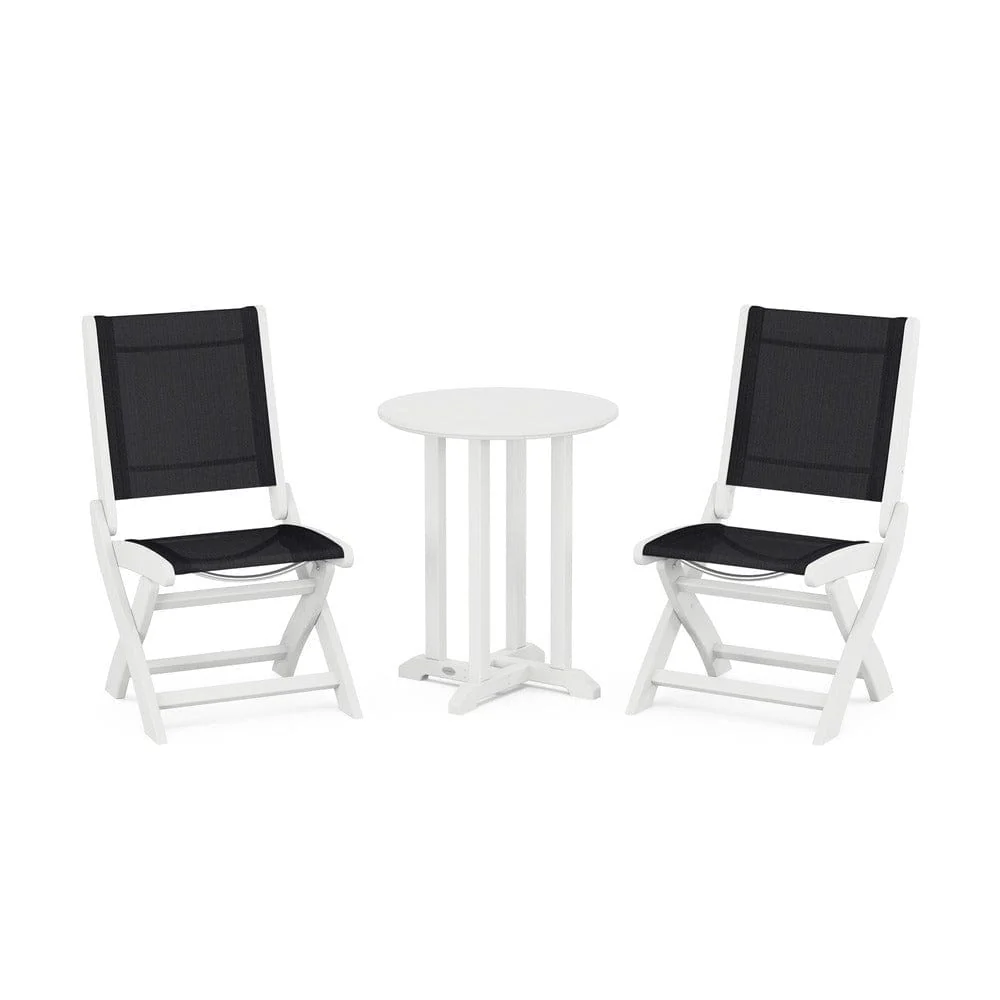 POLYWOOD® - Coastal Folding Side Chair 3-Piece Round Bistro Dining Set - PWS1296 - Image 6