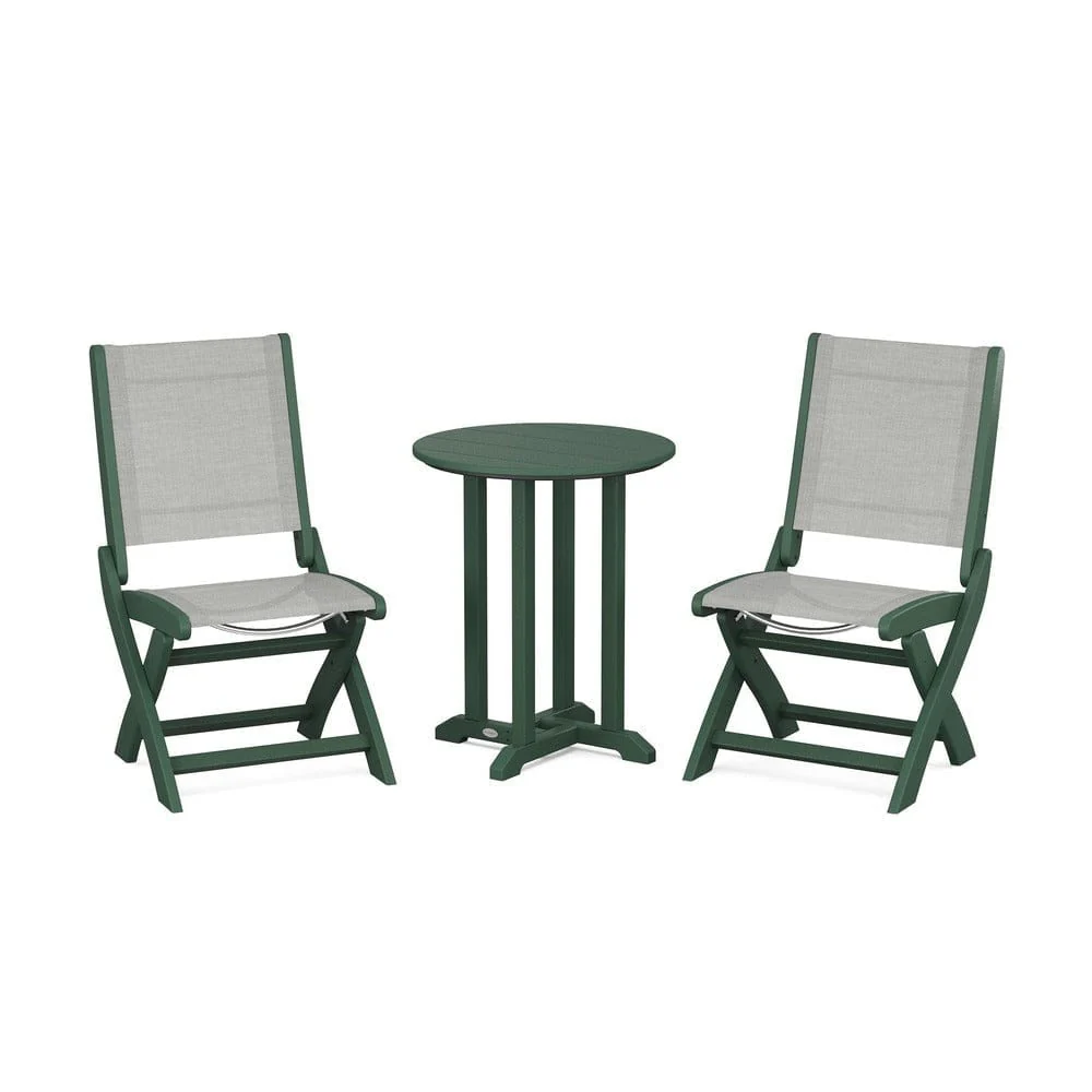 POLYWOOD® - Coastal Folding Side Chair 3-Piece Round Bistro Dining Set - PWS1296 - Image 60