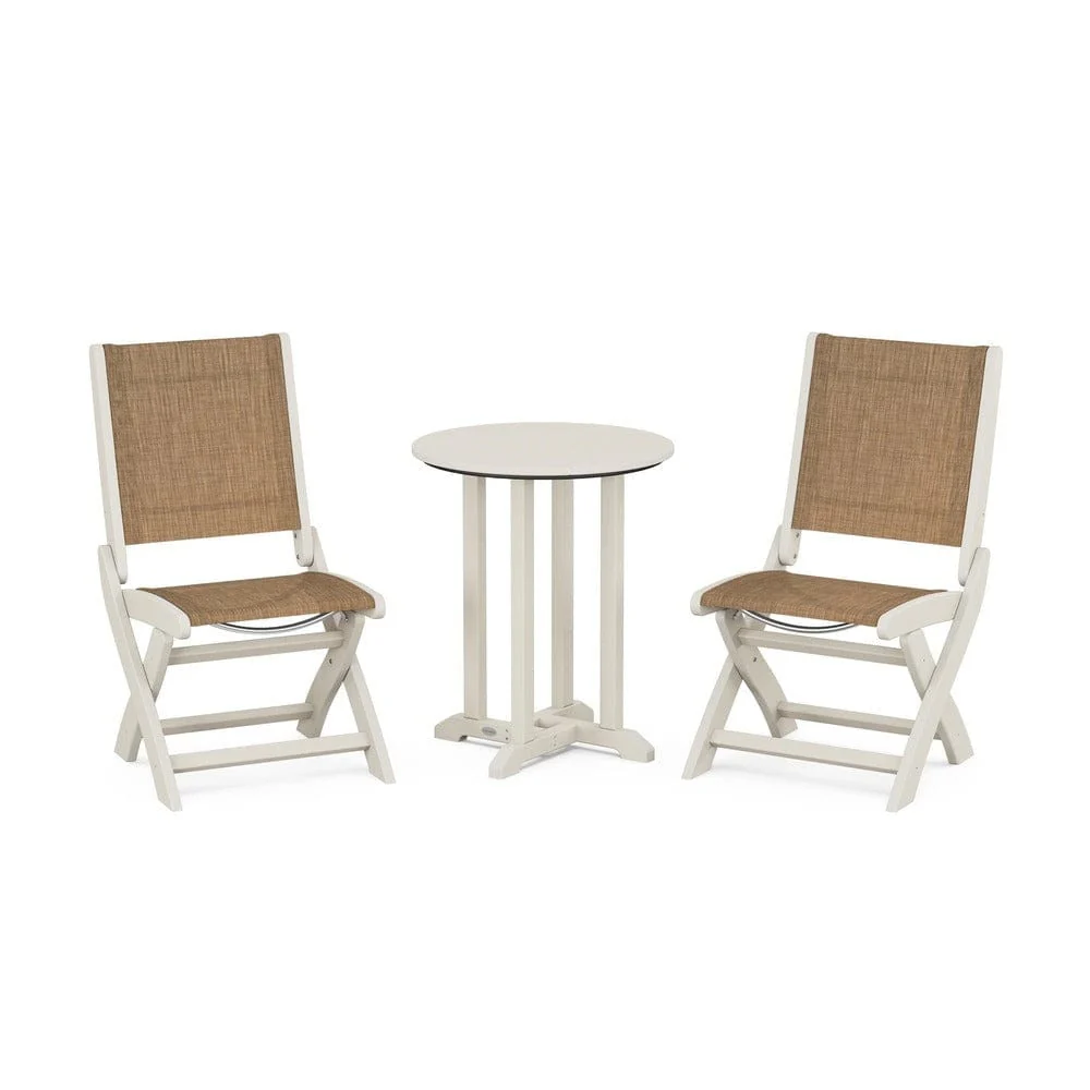 POLYWOOD® - Coastal Folding Side Chair 3-Piece Round Bistro Dining Set - PWS1296 - Image 61