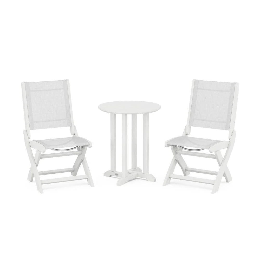 POLYWOOD® - Coastal Folding Side Chair 3-Piece Round Bistro Dining Set - PWS1296 - Image 64