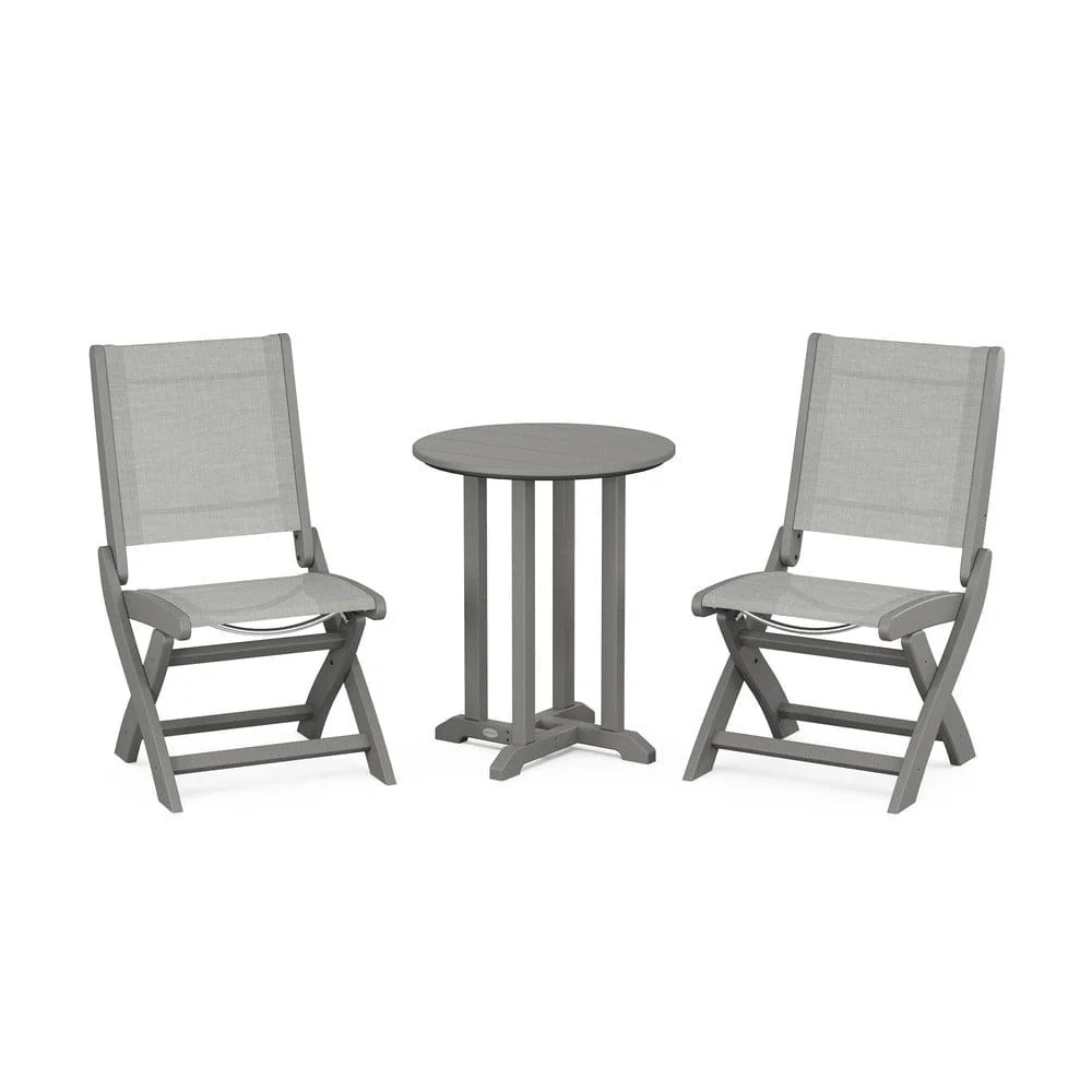 POLYWOOD® - Coastal Folding Side Chair 3-Piece Round Bistro Dining Set - PWS1296 - Image 66