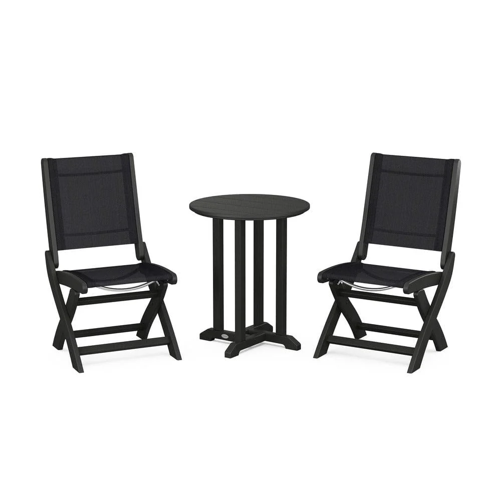 POLYWOOD® - Coastal Folding Side Chair 3-Piece Round Bistro Dining Set - PWS1296 - Image 68