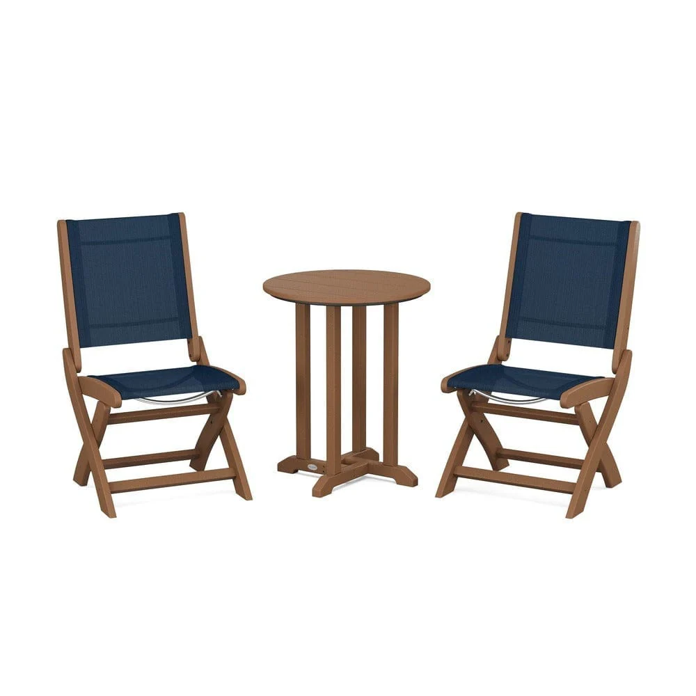 POLYWOOD® - Coastal Folding Side Chair 3-Piece Round Bistro Dining Set - PWS1296 - Image 7