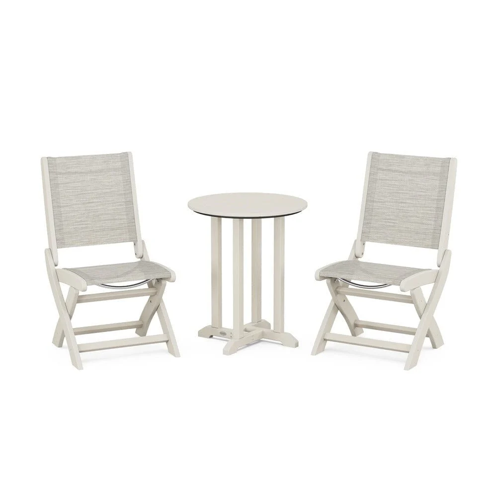 POLYWOOD® - Coastal Folding Side Chair 3-Piece Round Bistro Dining Set - PWS1296 - Image 75