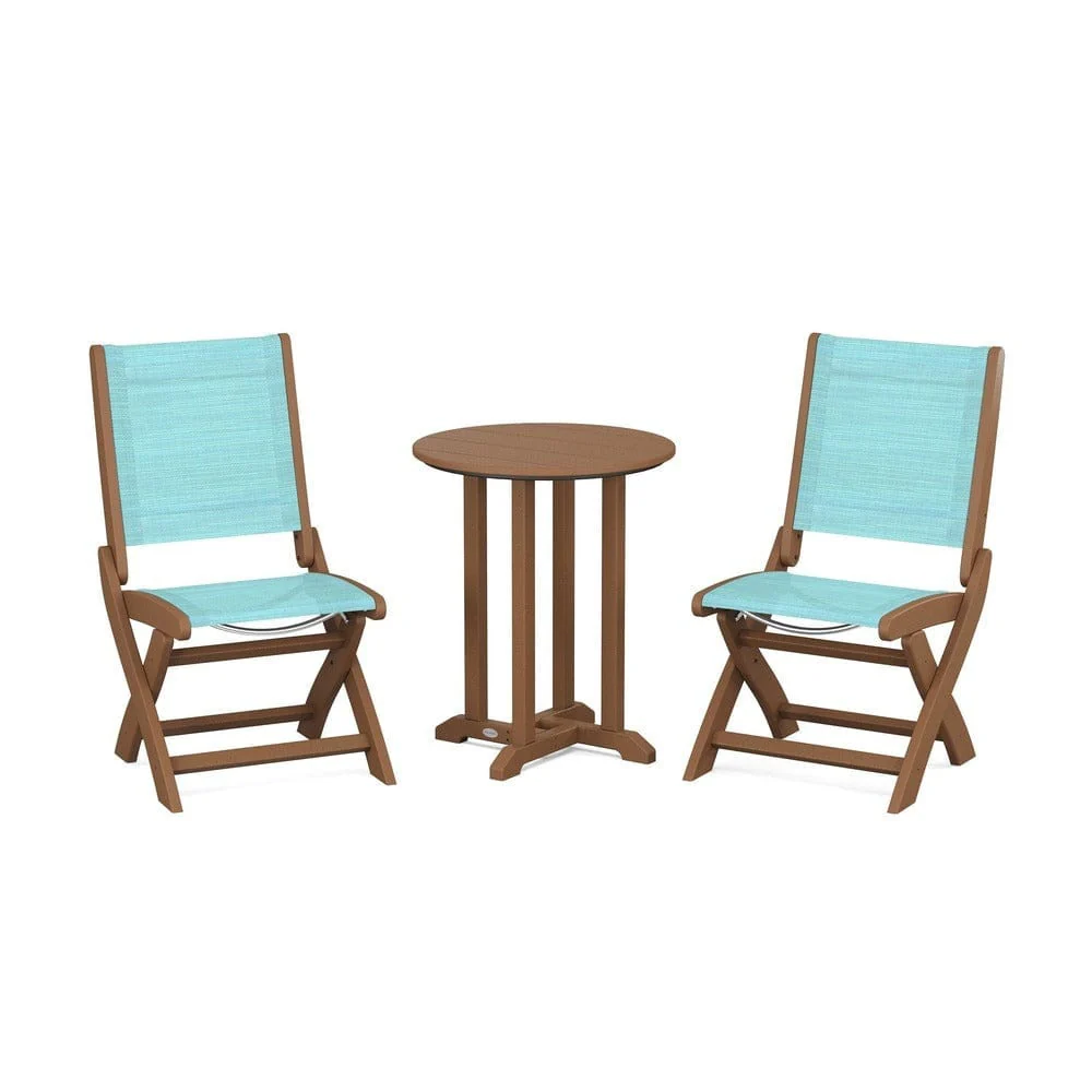 POLYWOOD® - Coastal Folding Side Chair 3-Piece Round Bistro Dining Set - PWS1296 - Image 76
