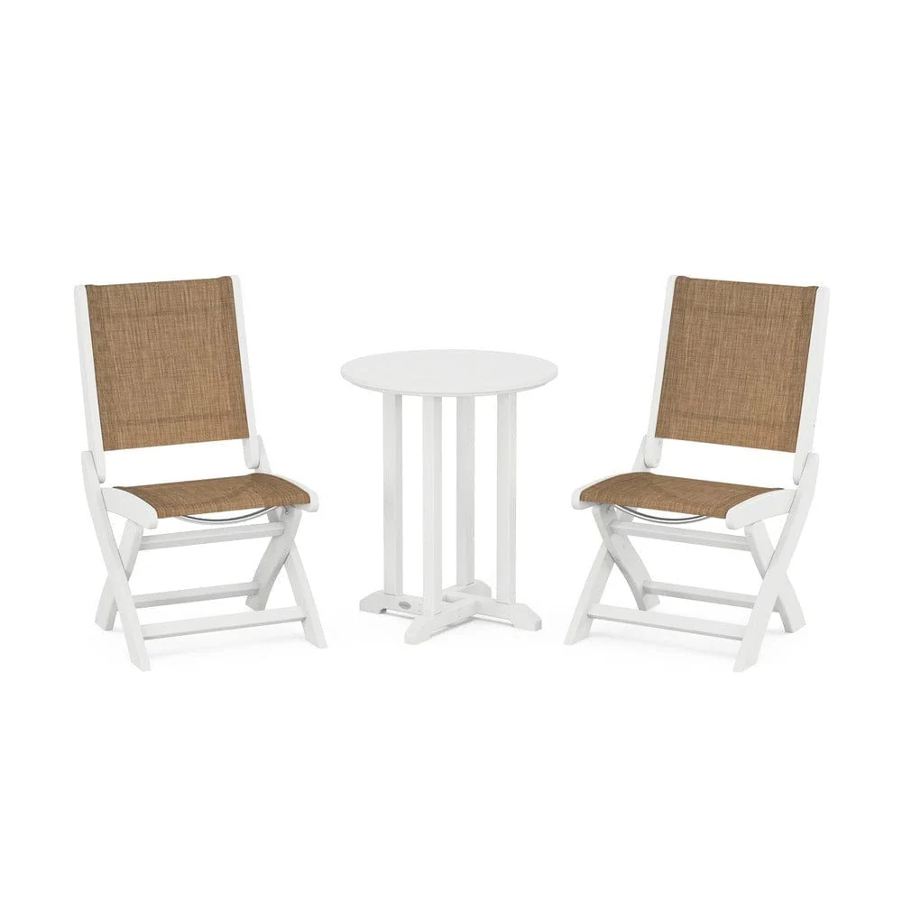 POLYWOOD® - Coastal Folding Side Chair 3-Piece Round Bistro Dining Set - PWS1296 - Image 77
