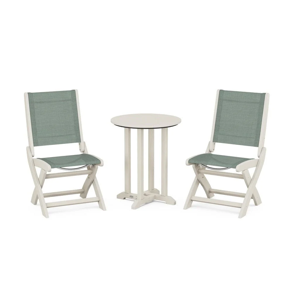 POLYWOOD® - Coastal Folding Side Chair 3-Piece Round Bistro Dining Set - PWS1296 - Image 79