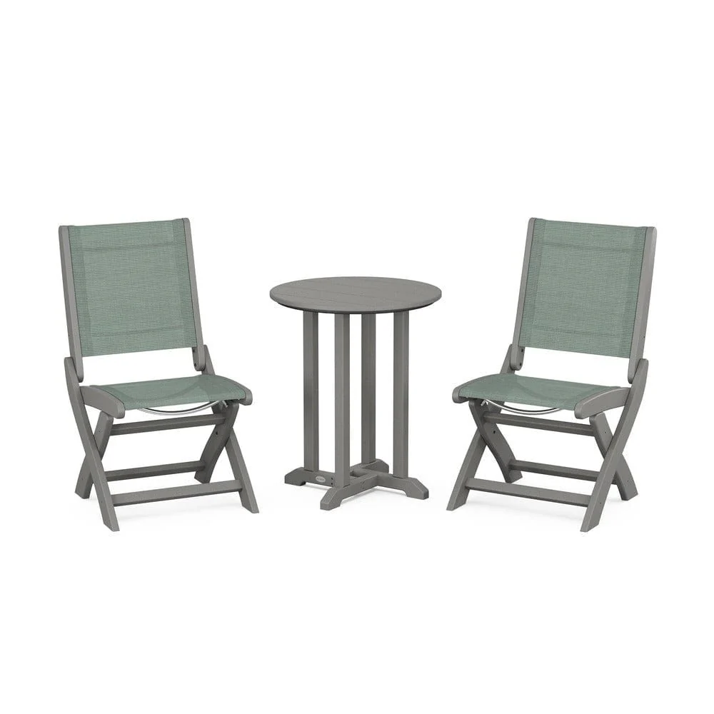 POLYWOOD® - Coastal Folding Side Chair 3-Piece Round Bistro Dining Set - PWS1296 - Image 8