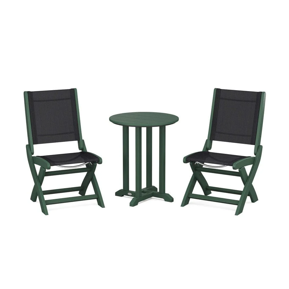 POLYWOOD® - Coastal Folding Side Chair 3-Piece Round Bistro Dining Set - PWS1296 - Image 82