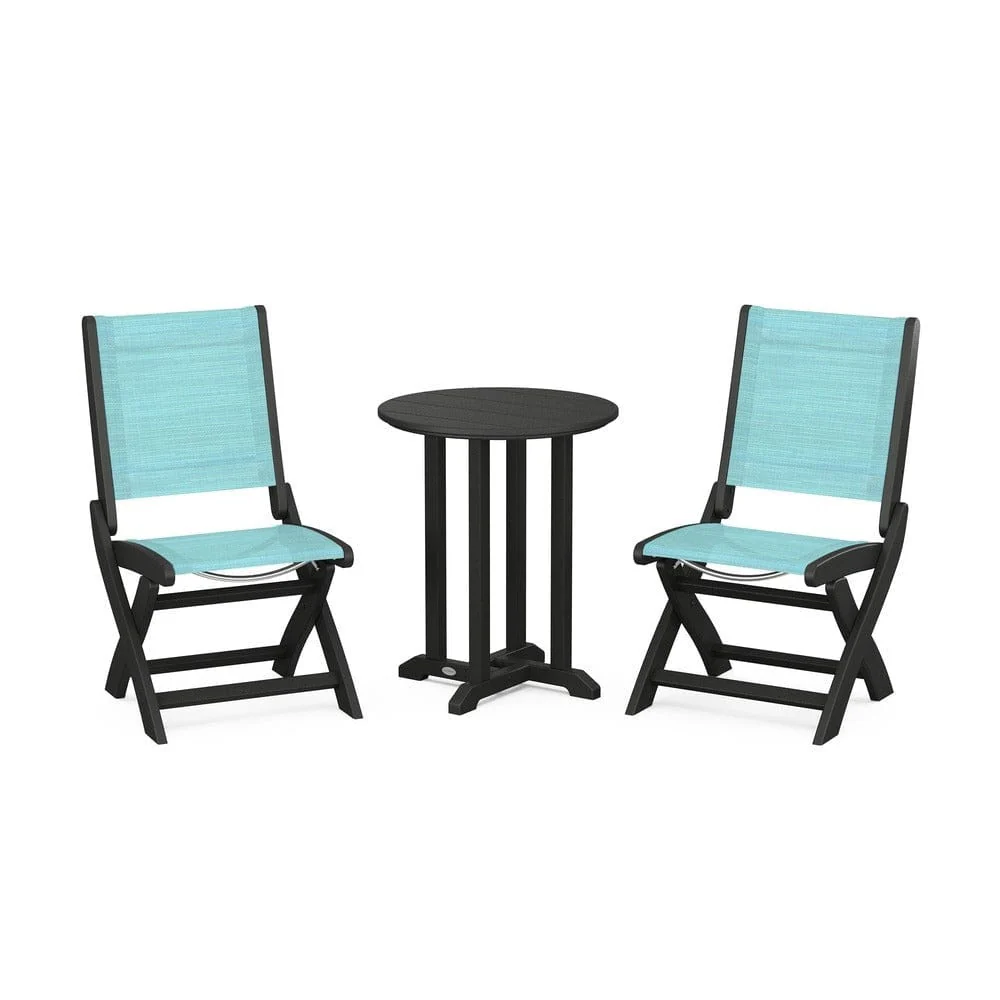 POLYWOOD® - Coastal Folding Side Chair 3-Piece Round Bistro Dining Set - PWS1296 - Image 84