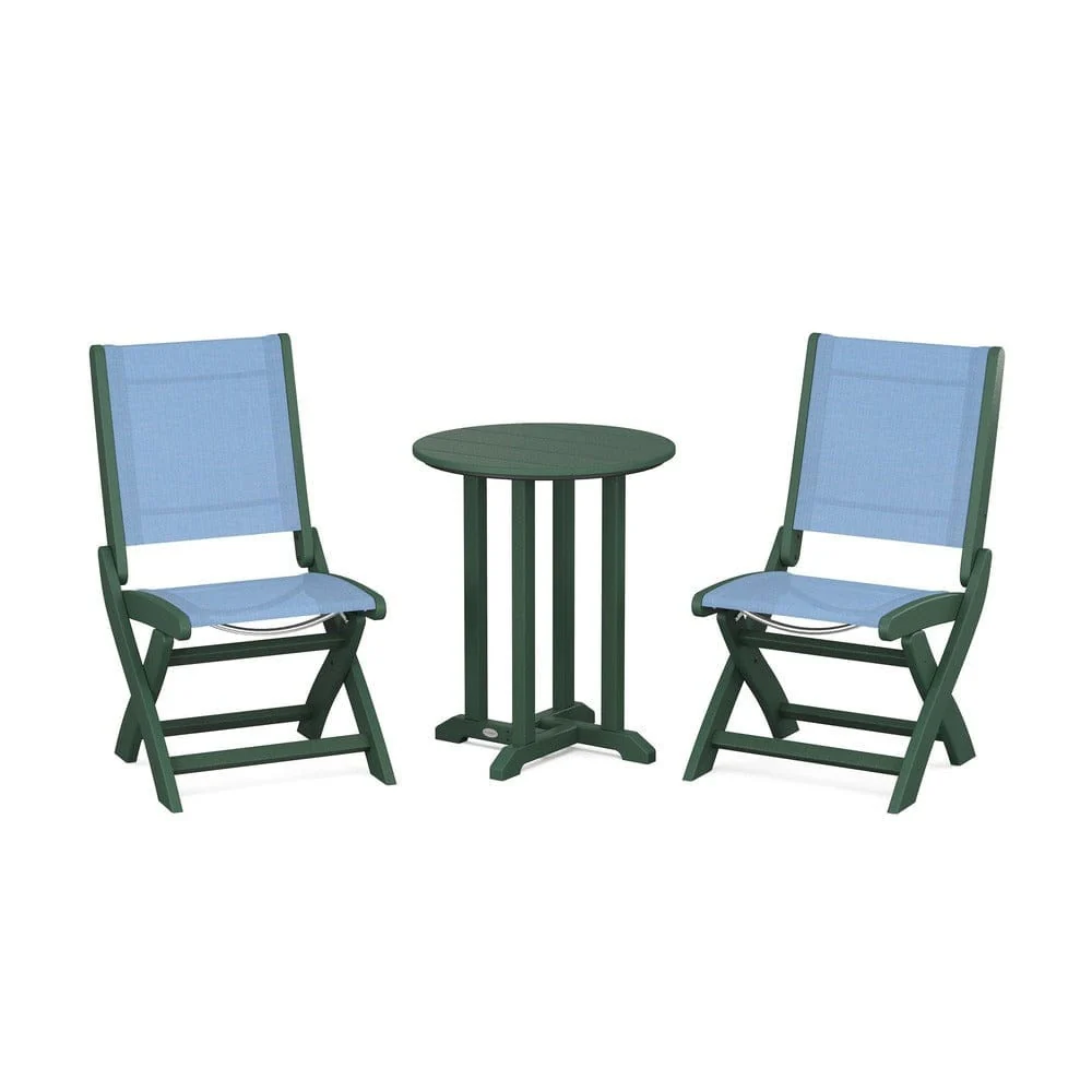 POLYWOOD® - Coastal Folding Side Chair 3-Piece Round Bistro Dining Set - PWS1296 - Image 85