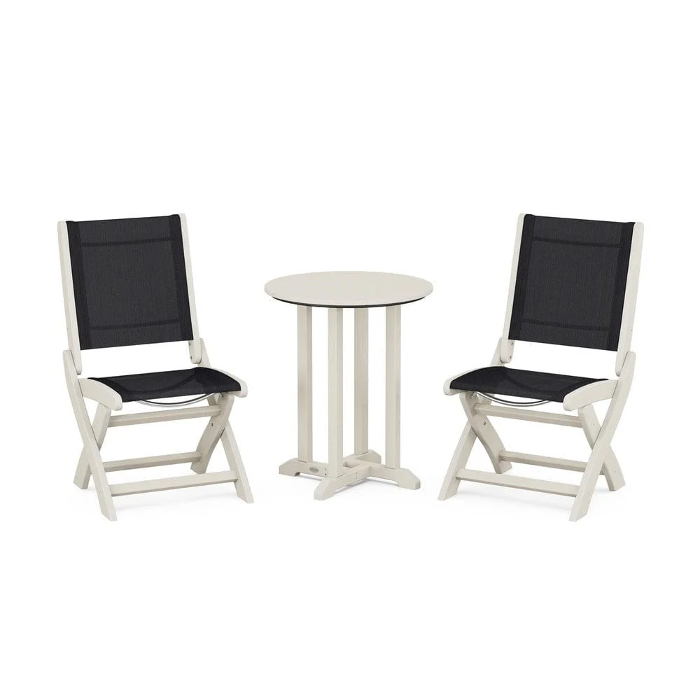 POLYWOOD® - Coastal Folding Side Chair 3-Piece Round Bistro Dining Set - PWS1296 - Image 9