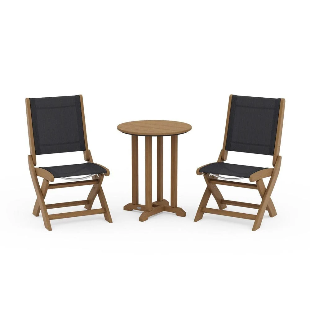 POLYWOOD® - Coastal Folding Side Chair 3-Piece Round Bistro Dining Set - PWS1296 - Image 90