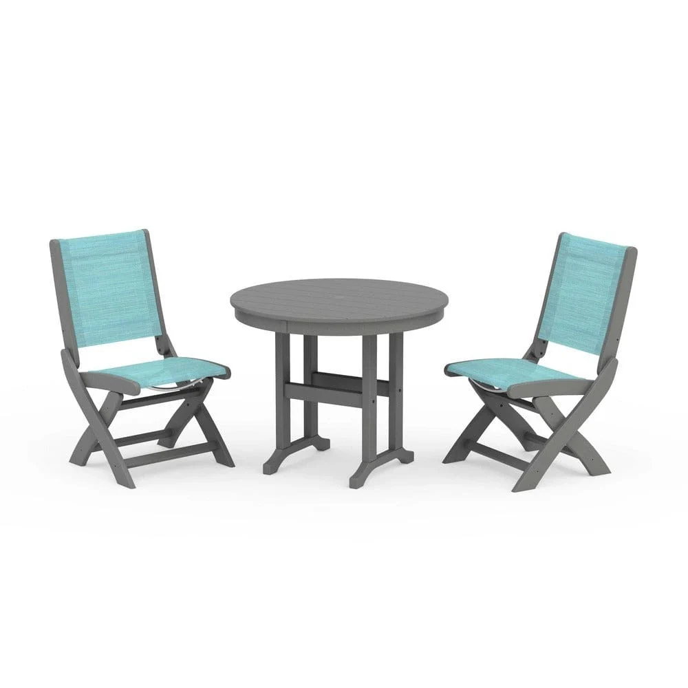 POLYWOOD® - Coastal Folding Side Chair 3-Piece Round Dining Set - PWS1329 - Image 11