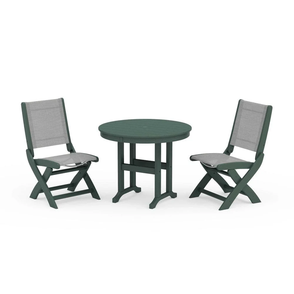 POLYWOOD® - Coastal Folding Side Chair 3-Piece Round Dining Set - PWS1329 - Image 12
