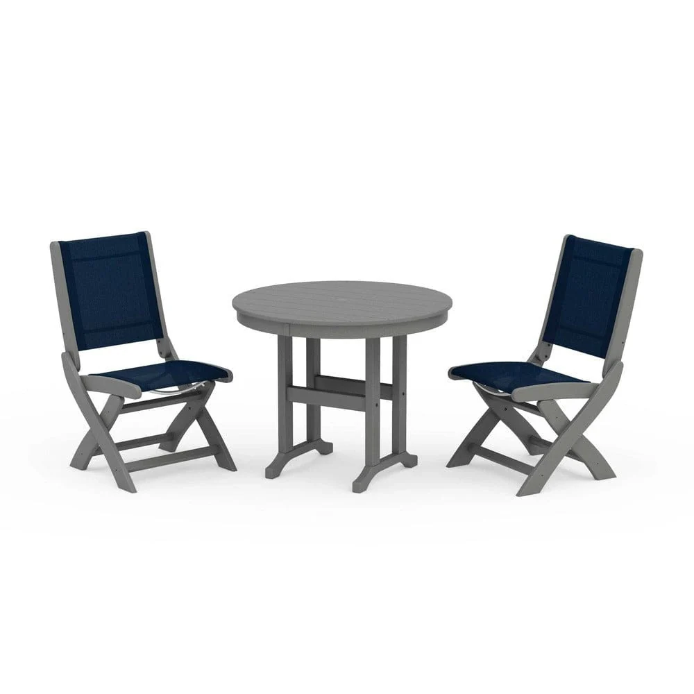 POLYWOOD® - Coastal Folding Side Chair 3-Piece Round Dining Set - PWS1329 - Image 17
