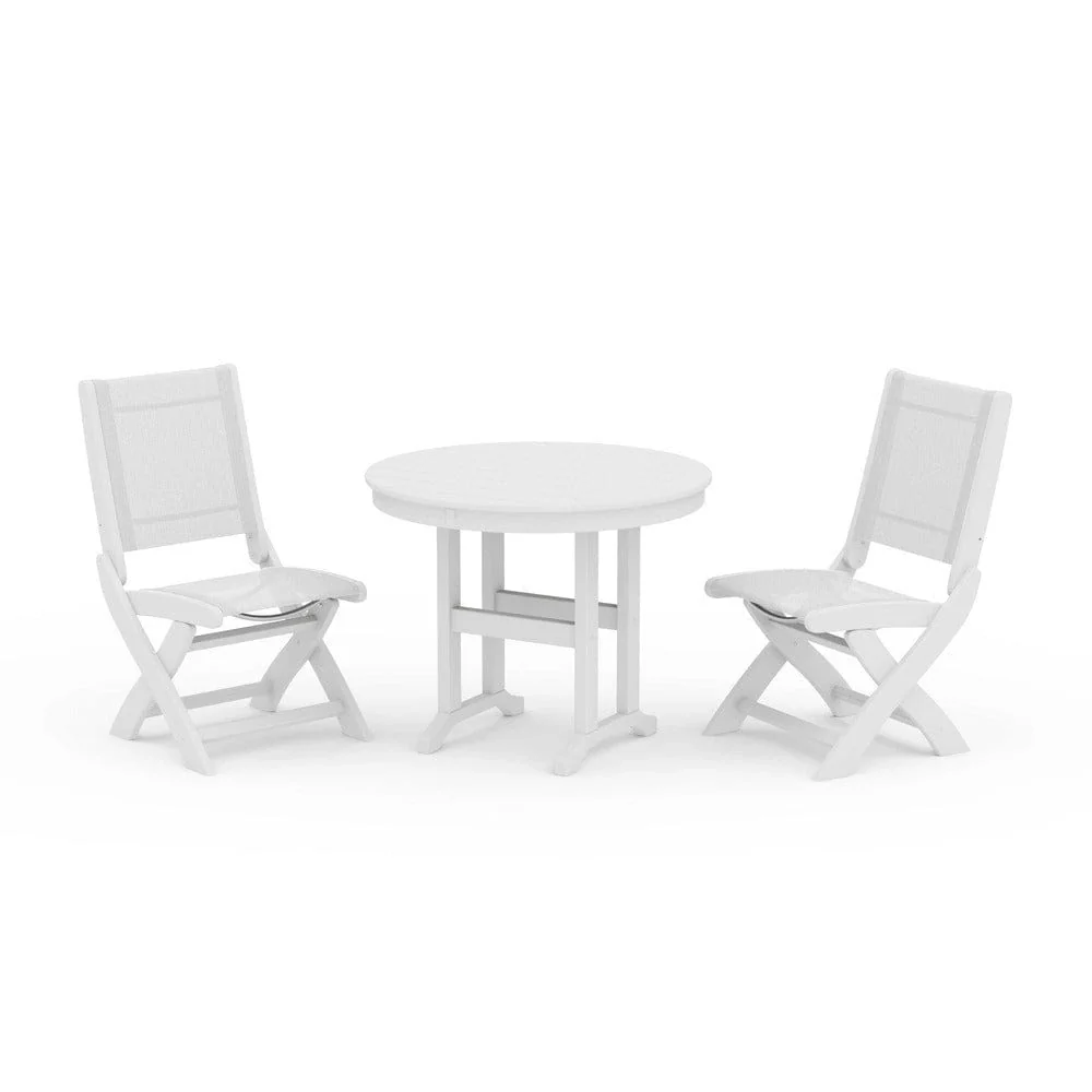 POLYWOOD® - Coastal Folding Side Chair 3-Piece Round Dining Set - PWS1329 - Image 18