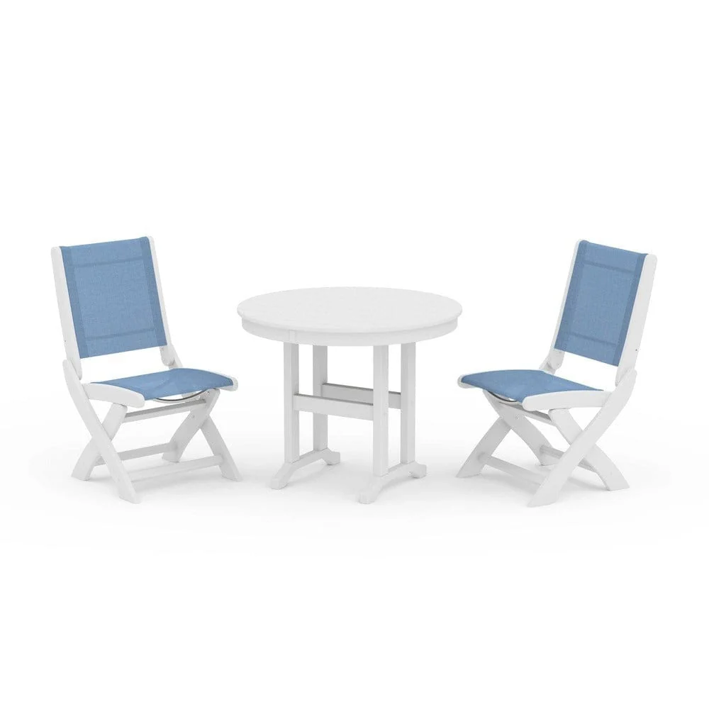 POLYWOOD® - Coastal Folding Side Chair 3-Piece Round Dining Set - PWS1329 - Image 22