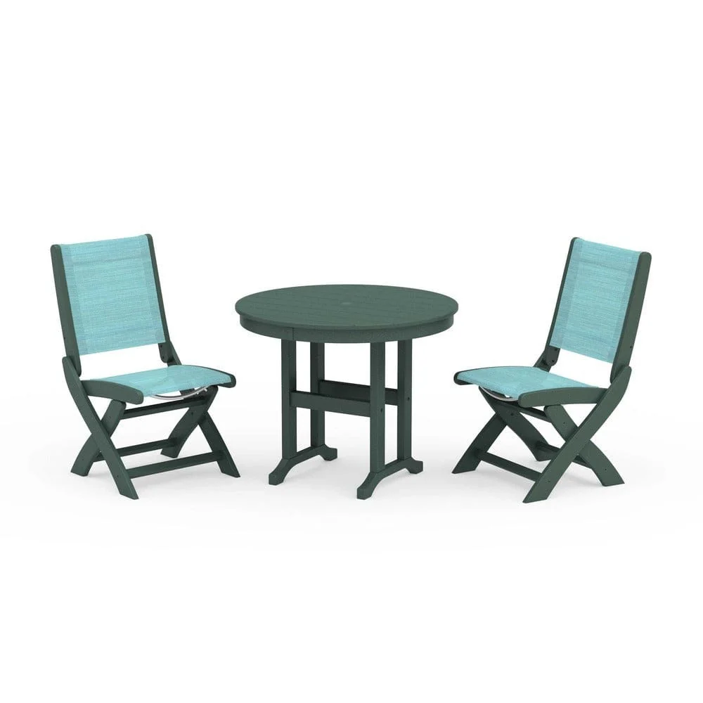 POLYWOOD® - Coastal Folding Side Chair 3-Piece Round Dining Set - PWS1329 - Image 25