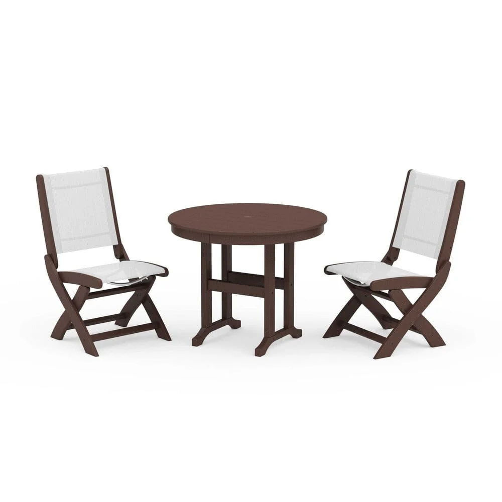POLYWOOD® - Coastal Folding Side Chair 3-Piece Round Dining Set - PWS1329 - Image 26
