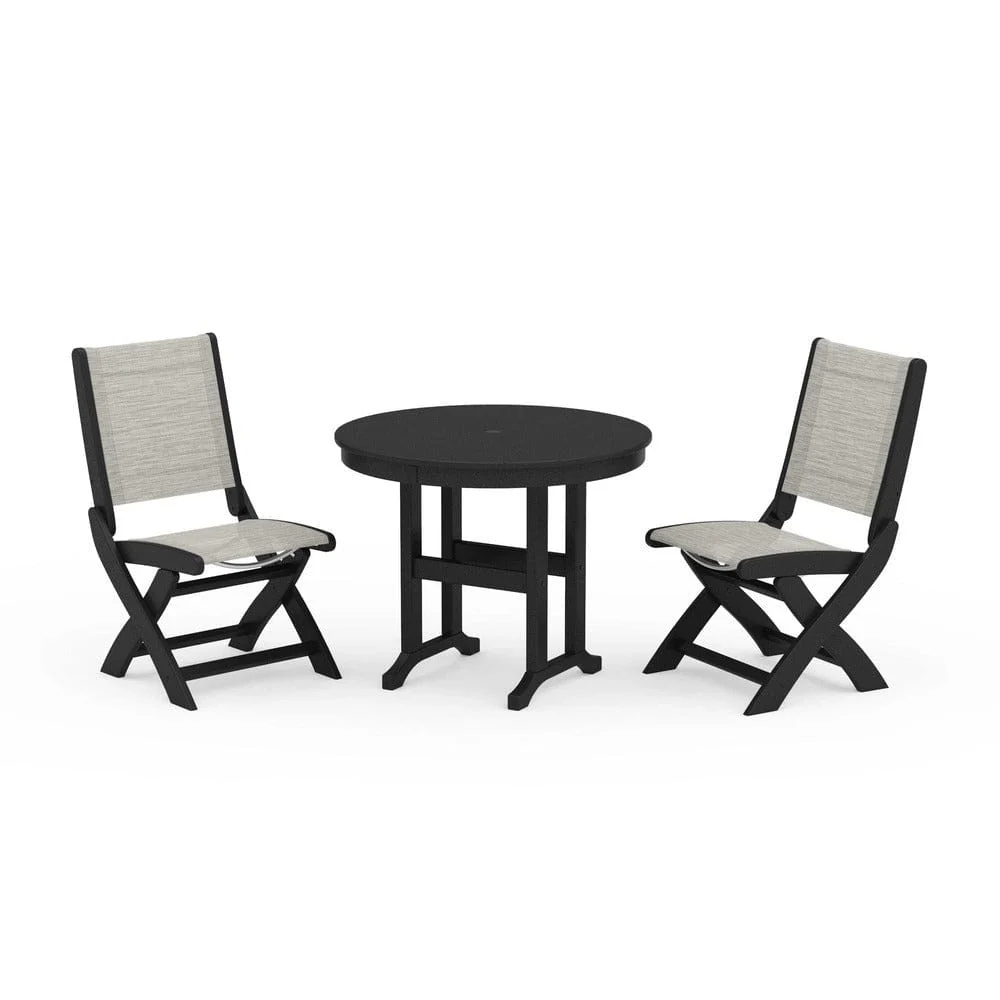 POLYWOOD® - Coastal Folding Side Chair 3-Piece Round Dining Set - PWS1329 - Image 27