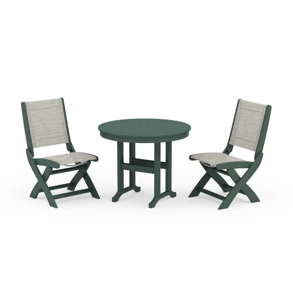 POLYWOOD® - Coastal Folding Side Chair 3-Piece Round Dining Set - PWS1329 - Image 32