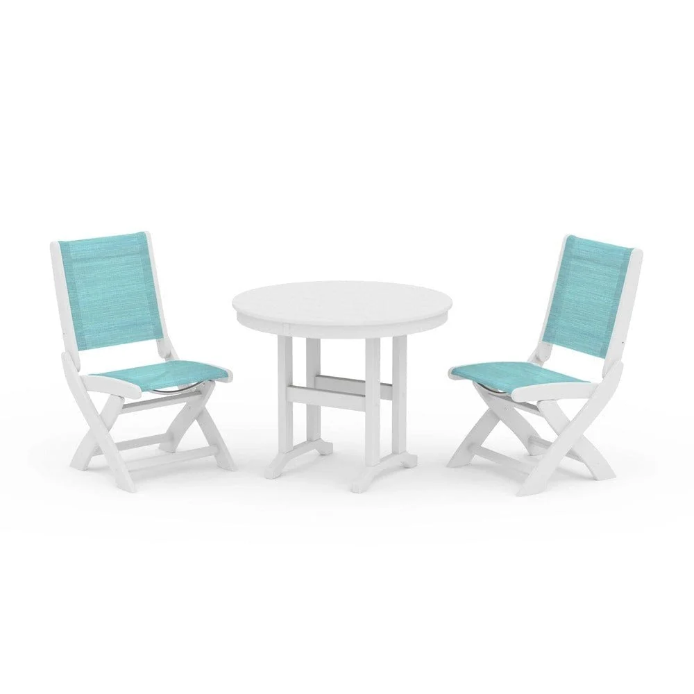 POLYWOOD® - Coastal Folding Side Chair 3-Piece Round Dining Set - PWS1329 - Image 33