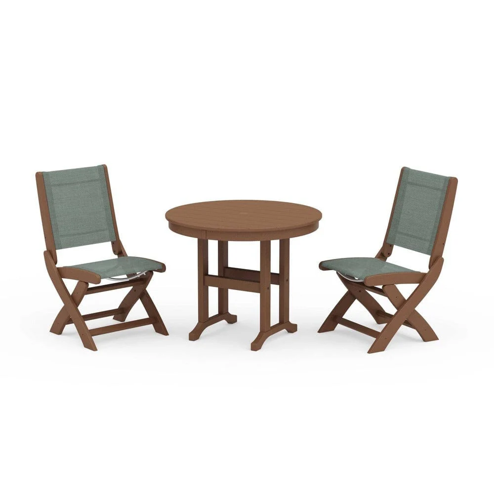 POLYWOOD® - Coastal Folding Side Chair 3-Piece Round Dining Set - PWS1329 - Image 36