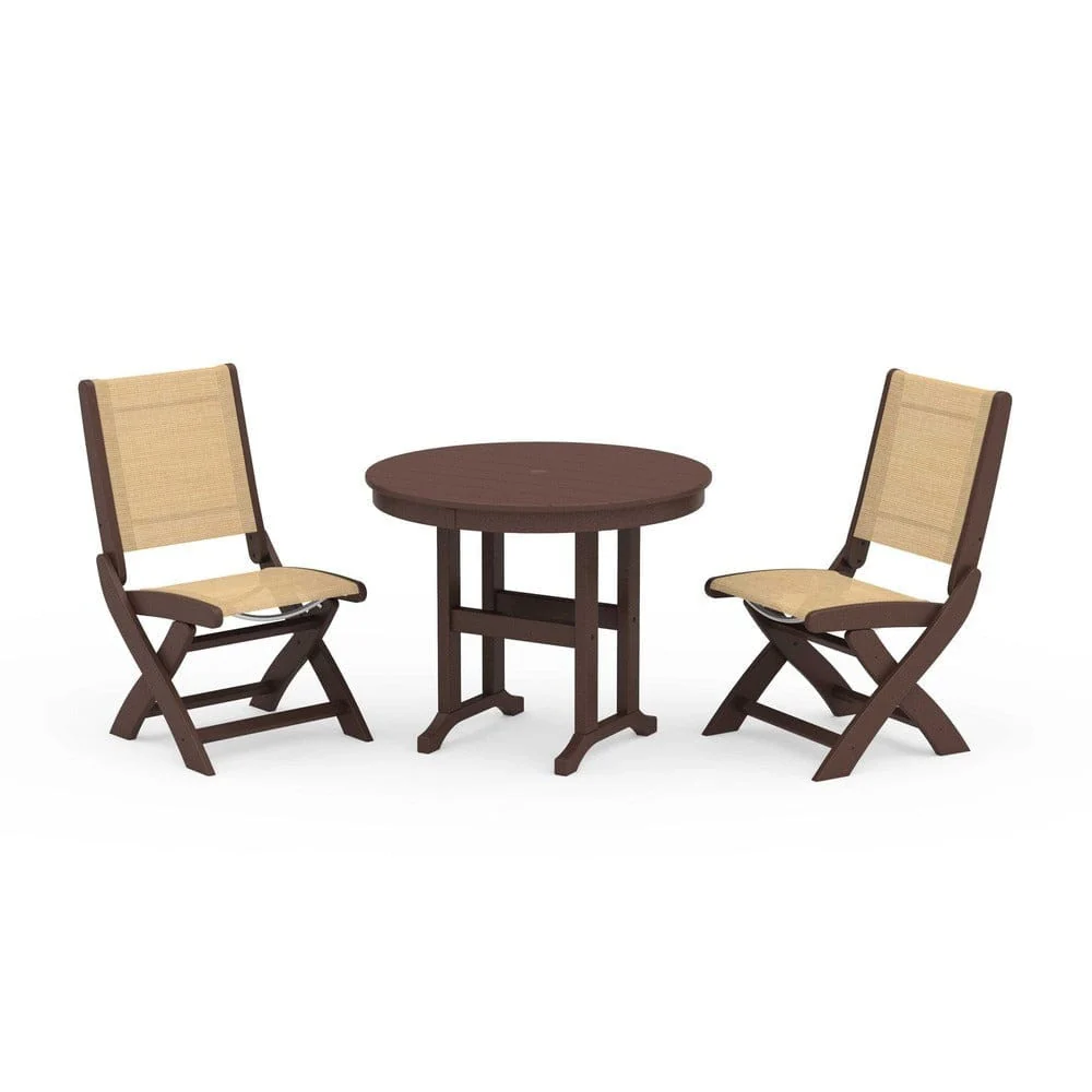 POLYWOOD® - Coastal Folding Side Chair 3-Piece Round Dining Set - PWS1329 - Image 41