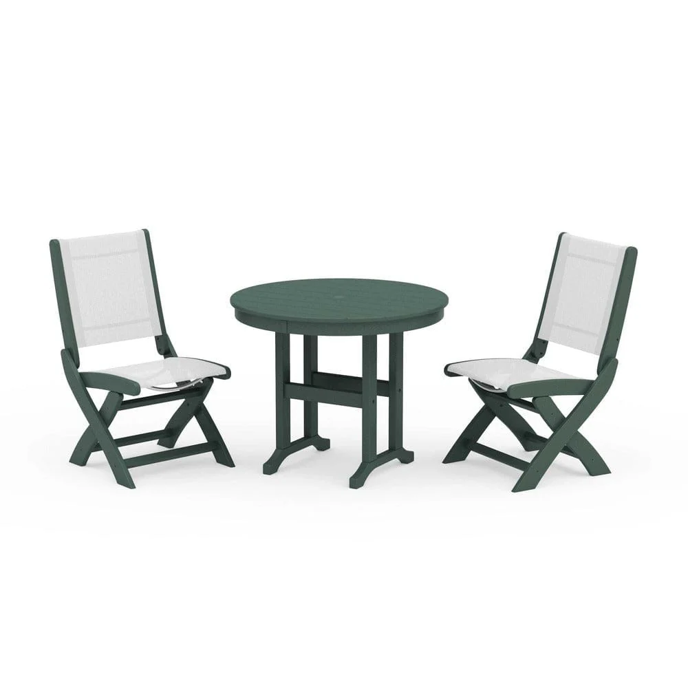 POLYWOOD® - Coastal Folding Side Chair 3-Piece Round Dining Set - PWS1329 - Image 47