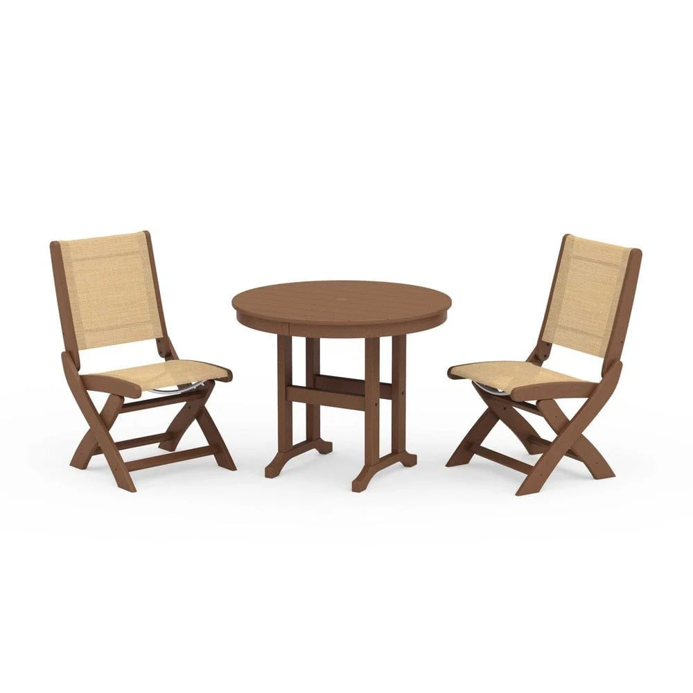 POLYWOOD® - Coastal Folding Side Chair 3-Piece Round Dining Set - PWS1329 - Image 48