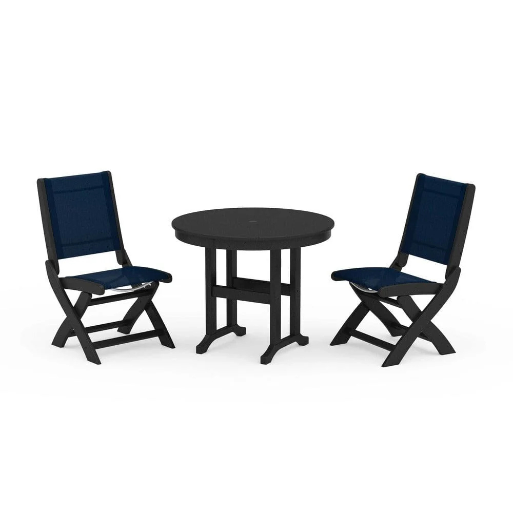 POLYWOOD® - Coastal Folding Side Chair 3-Piece Round Dining Set - PWS1329 - Image 5
