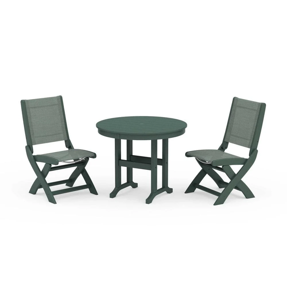 POLYWOOD® - Coastal Folding Side Chair 3-Piece Round Dining Set - PWS1329 - Image 52